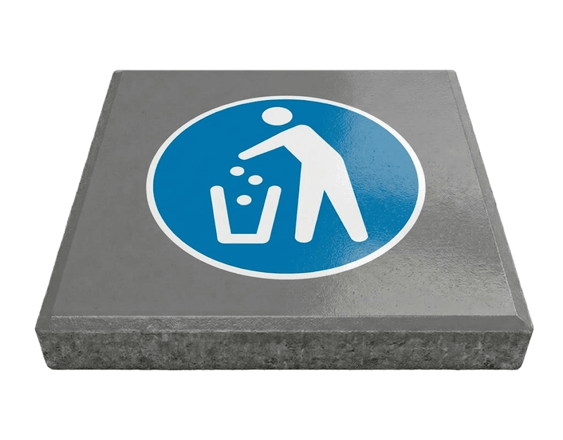 Stoeptegel afval in afvalbak (TS-ST_AVB) - 30x30cm met facetrand