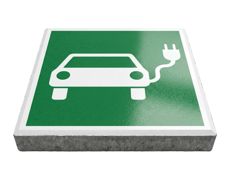 Stoeptegel laadpunt elektrische auto groen/wit (TS-ST_LT3) - 30x30cm met facetrand