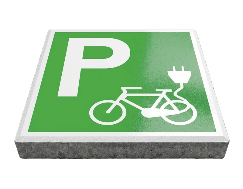 Stoeptegel oplaadpunt fiets groen-wit (TS-ST_LTF) - 30x30cm met facetrand