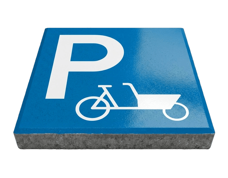 Stoeptegel parkeerplaats bakfiets (TS-ST_PBF) - 30x30cm met facetrand
