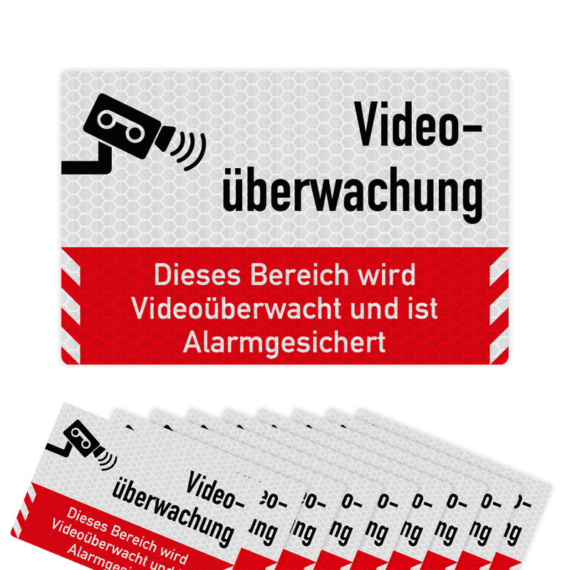 Aufkleber Dieser Bereich wird Videoüberwacht - set 10 stück