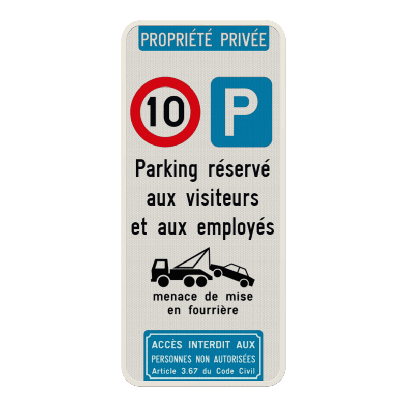 Panneau combiné - Parking privé - C43 - E9 - Texte personnalisé