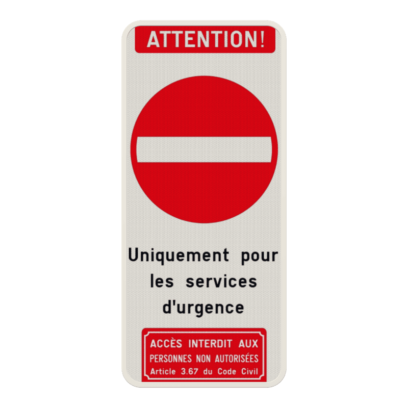 Panneau combiné - Accès réservé aux services d'urgence