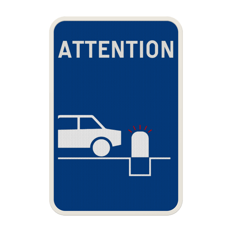 Panneau combiné - Attention poteau galvanisé