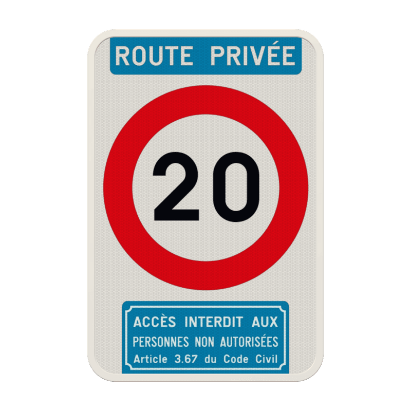 Panneau combiné - Route privée - C43 - Article 3.67 du Code Civil