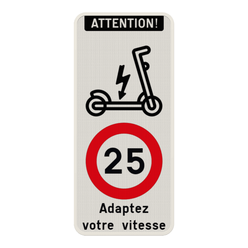 Panneau combiné - Trottinette - Limitation de vitesse