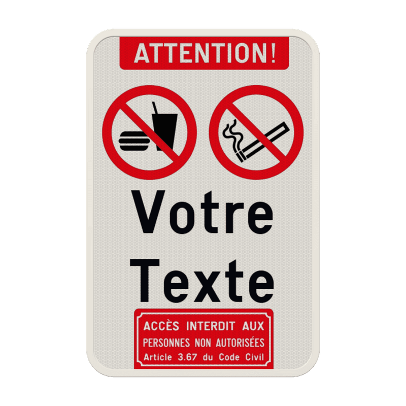 Panneau combiné avec 2 pictogrammes - Texte personnalisé