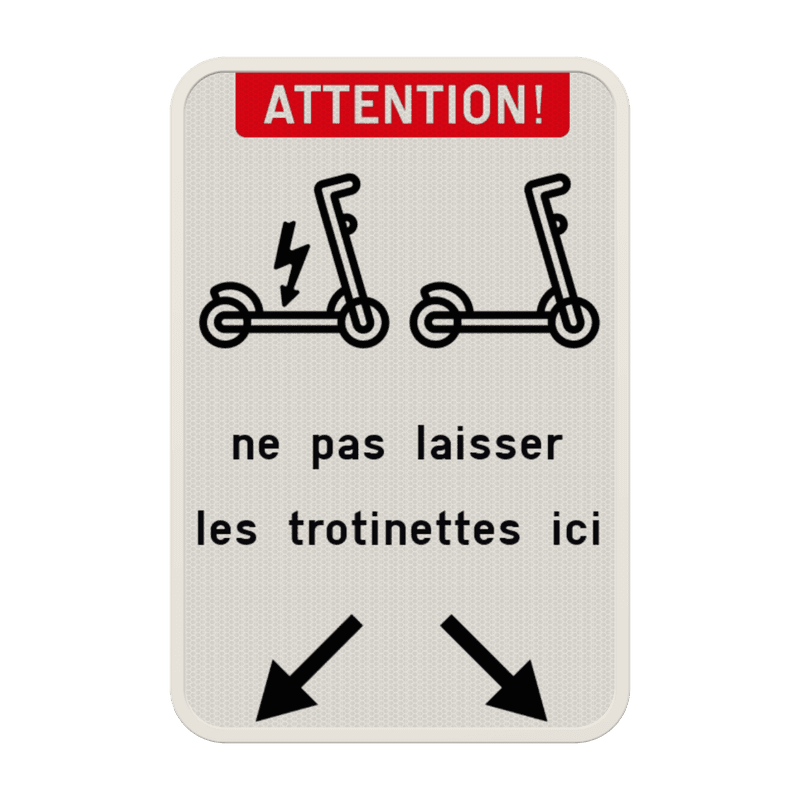 Panneau combiné avec 2 pictogrammes - Texte personnalisé - Flèches