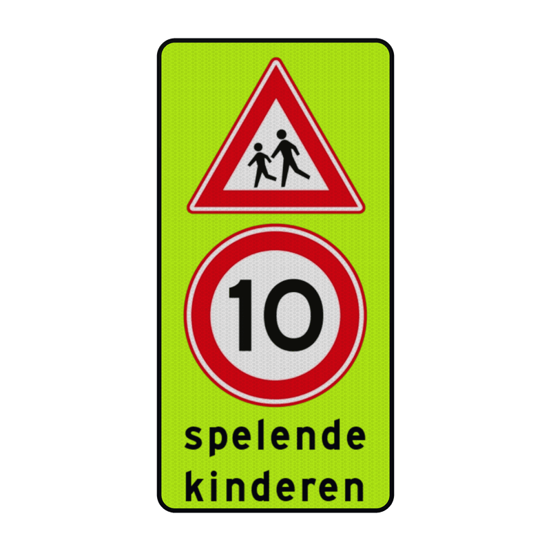 Verkeersbord Spelende kinderen RVV J21 + A1-10 reflecterend