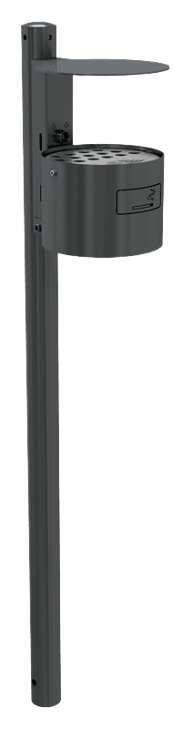Rookpaal Ø60x1300mm met asbak rond staal met deksel - antracietgrijs