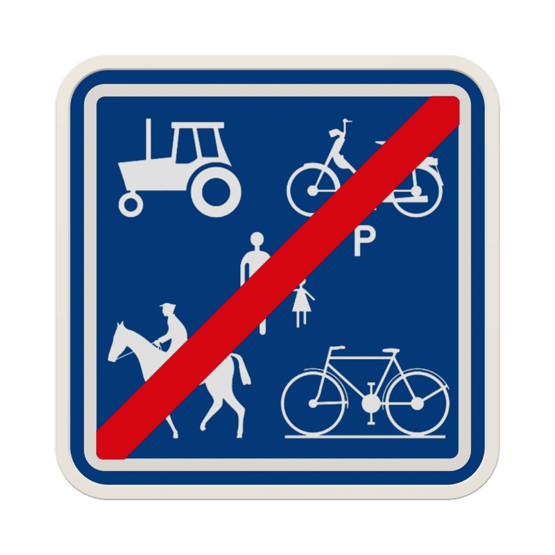 Panneau G2000 - F101c - Fin du chemin réservé aux véhicules agricoles, aux piétons, cyclistes et cavaliers
