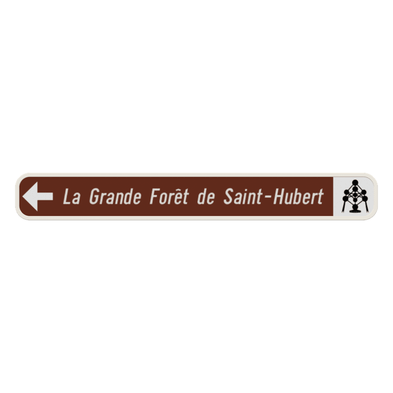 Panneau G2000 - F34c1 - Itinéraire conseillé à des catégories déterminées d’usagers vers une destination touristique - Gauche + picto