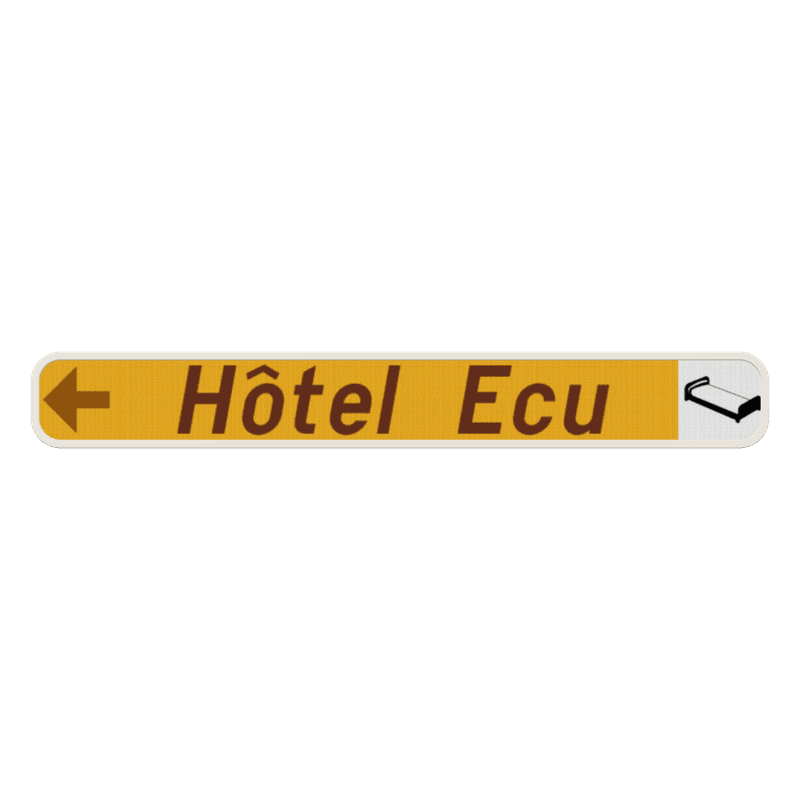 Panneau G2000 - F37 - Hôtel, restaurant, camping - Gauche + picto