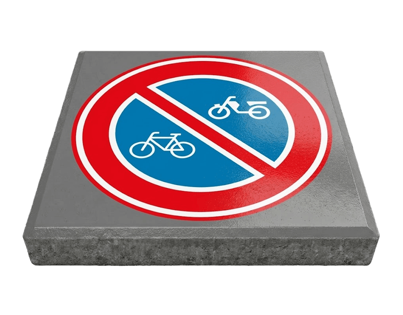 Stoeptegel geen fietsen plaatsen (TS-ST_E03) - 30x30cm met facetrand