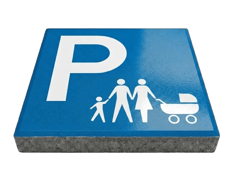 Stoeptegel parkeerplaats gezin (TS-ST_PGZ) - 30x30cm met facetrand