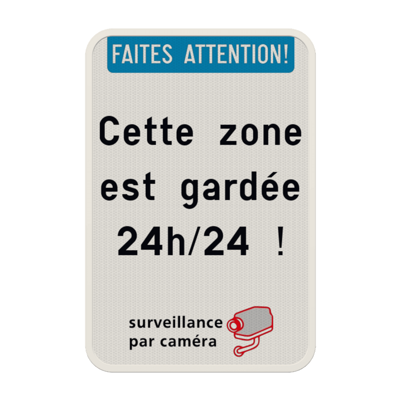 Surveillance par caméra - En-tête - Texte personnalisé - Pictogramme