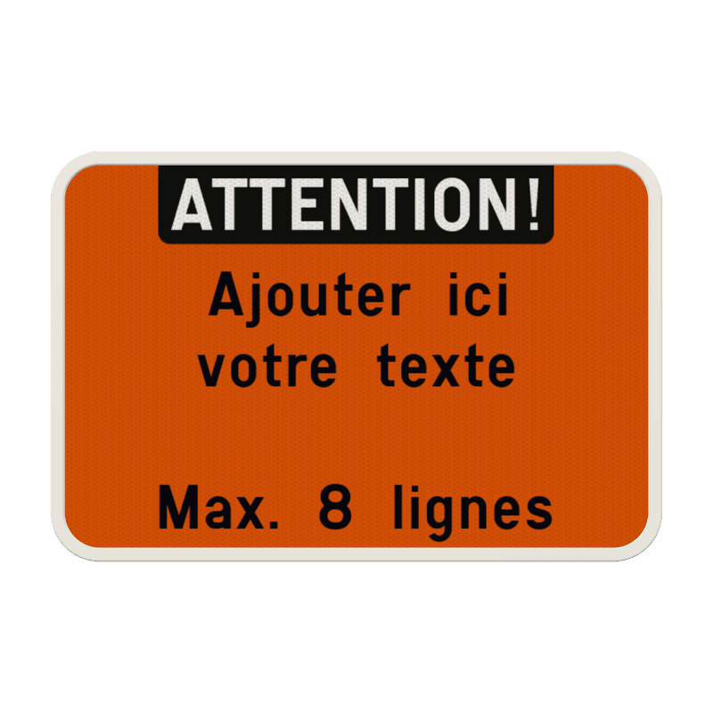 Panneau de Texte Personnalisable - Paysage Blanc/Orange Fluo