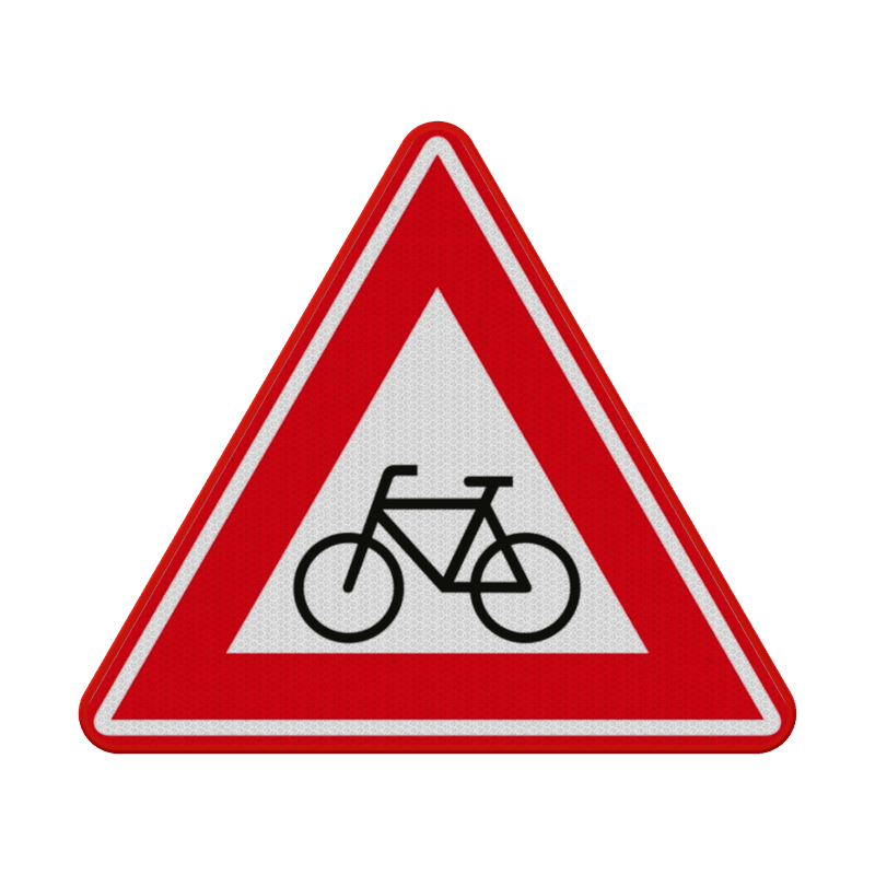 Verkeersbord waarschuwing overstekende fietsers RVV J24 - reflecterend