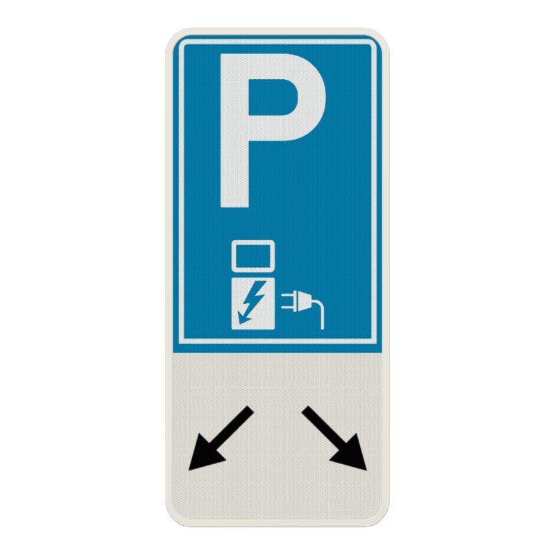 Panneau bleu pour véhicules électriques avec flèches – Parking