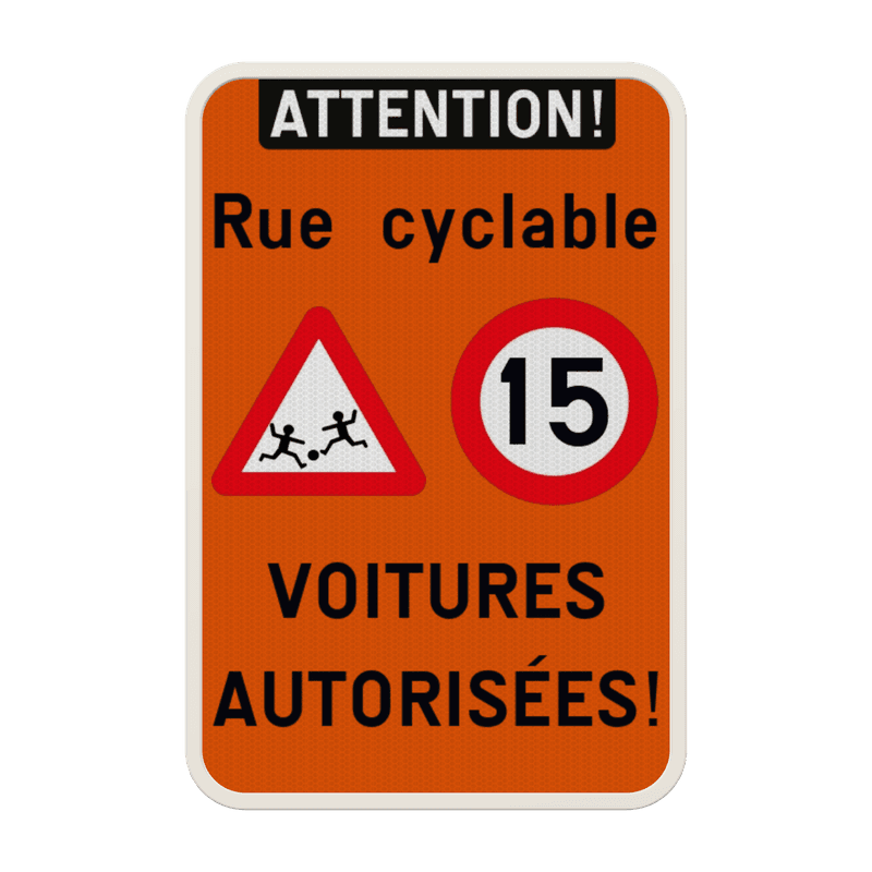 Panneau combiné - Route réservé aux vélos - Les voitures sont autorisées