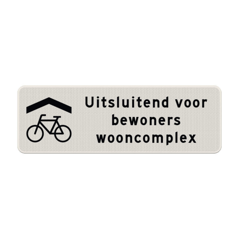 Verkeersbord fietsenstalling uitsluitend voor bewoners complex - reflecterend