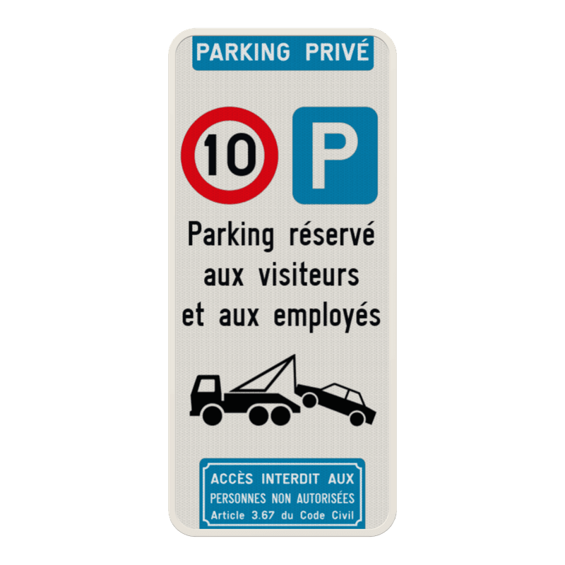 Panneau de stationnement parking privé C43-E9 + texte personnalisé