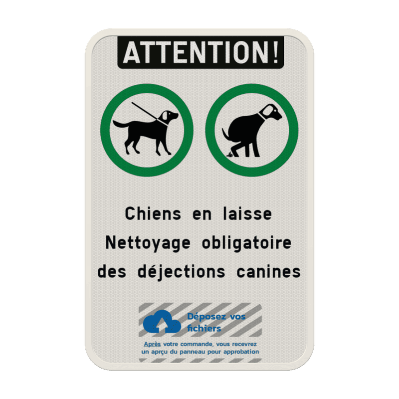 Panneau chien personnalisable – 2 pictogrammes, texte et logo