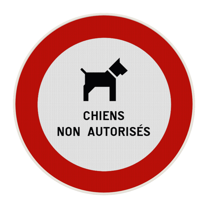 Panneau “Chiens non autorisés” – signalisation interdiction claire