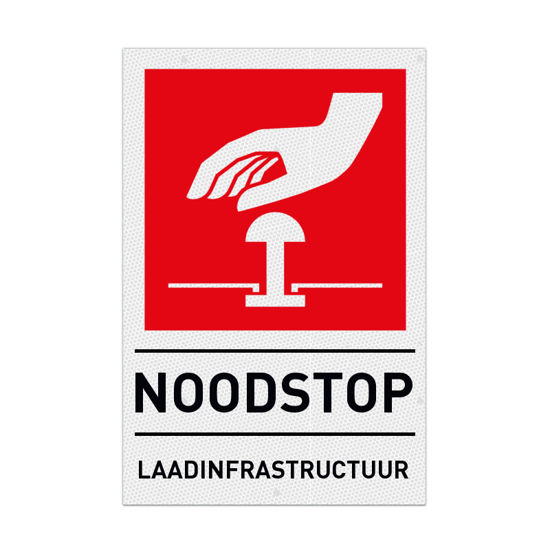 Veiligheidspictogram noodstop met eigen tekst - Reflecterend