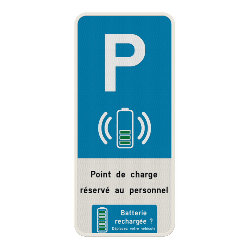 Panneau de stationnement E9 - Borne de chargement + Texte et logo/design personnalisés