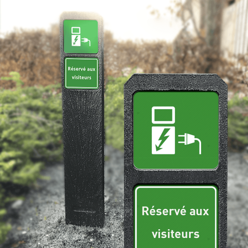 Piquet porte-panneau voiture électrique – Signalisation de stationnement écologique