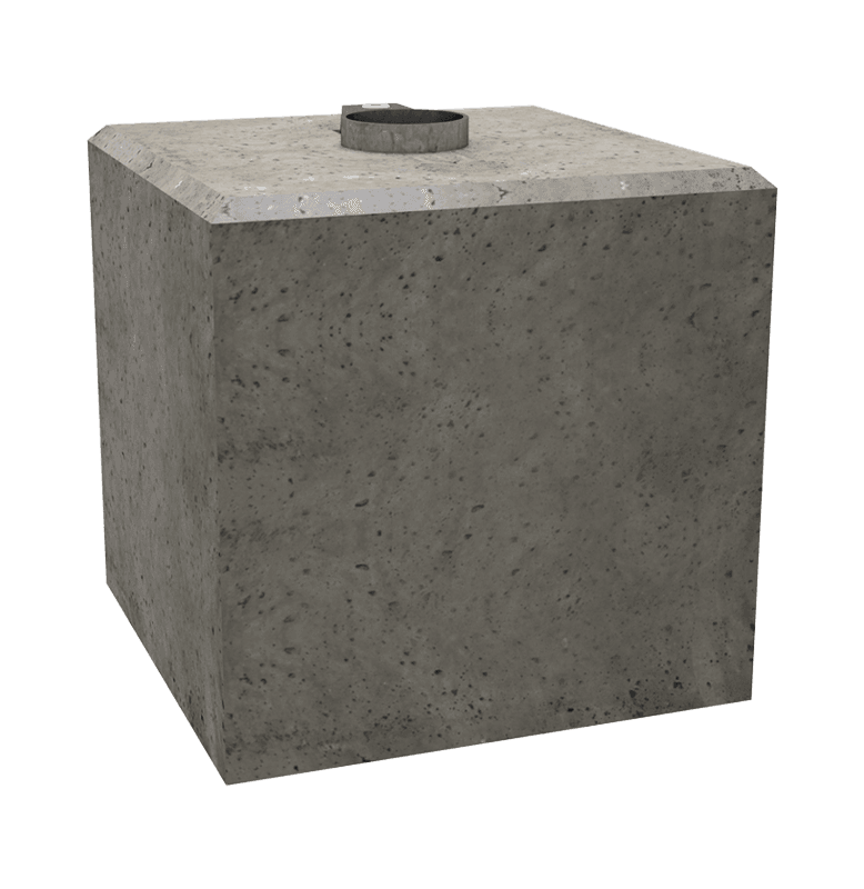 Betonklotz mit Bodenhülse Ø76mm – 300×300×300mm