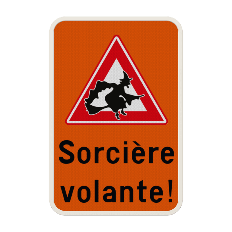 Panneau d'information - Sorcière volante