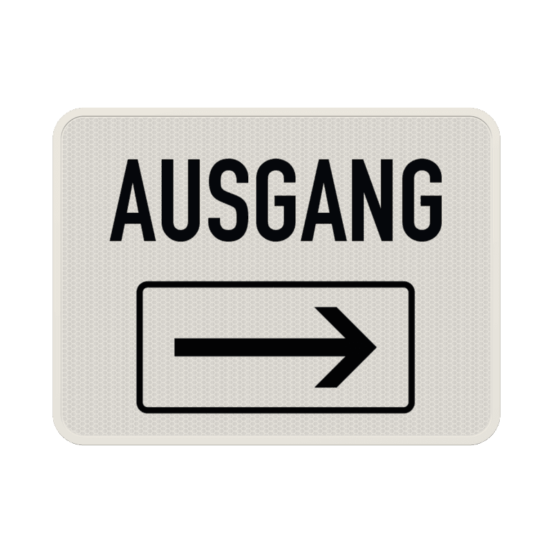 Schild Ausgang rechts mit Pfeil - reflektierend