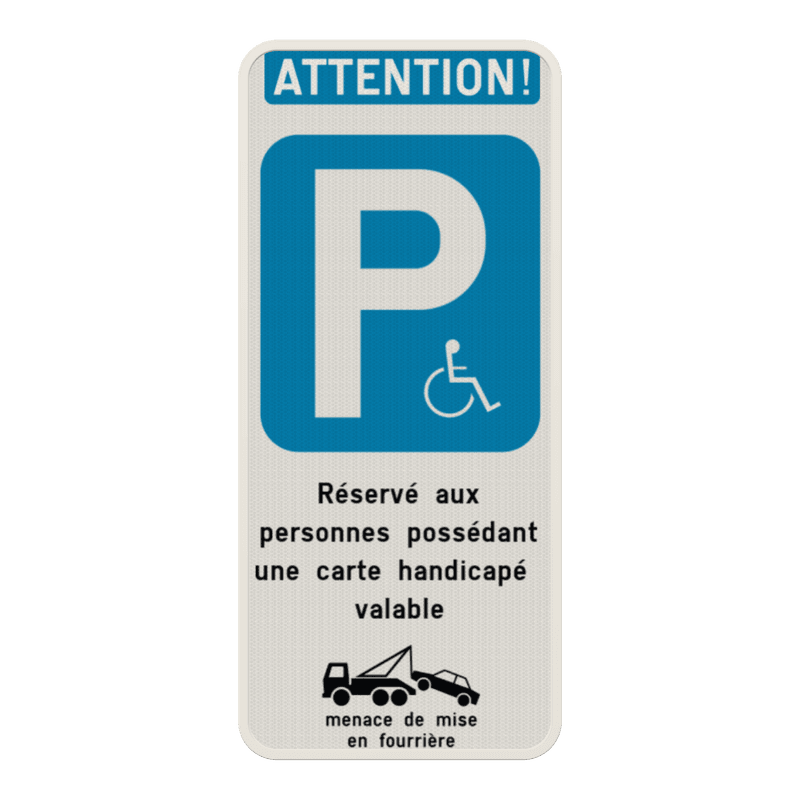Panneau parking PMR sur mesure avec texte personnalisable