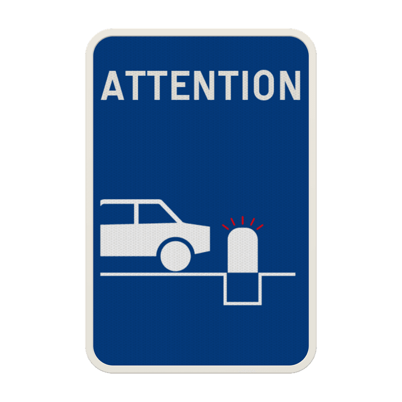 Panneau attention poteau galvanisé réfléchissant
