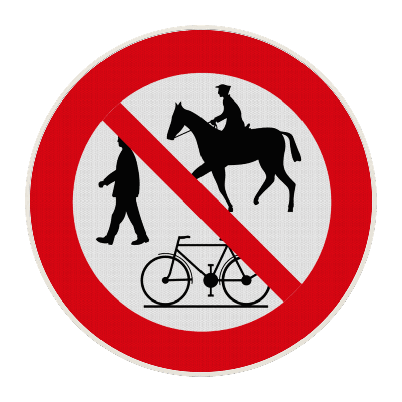 Panneau accès interdit aux randonneurs, cyclistes et cavaliers