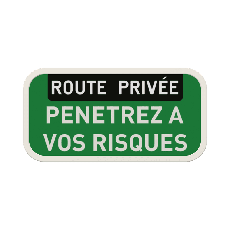 Panneau route privée avec texte personnalisé - propriété privée