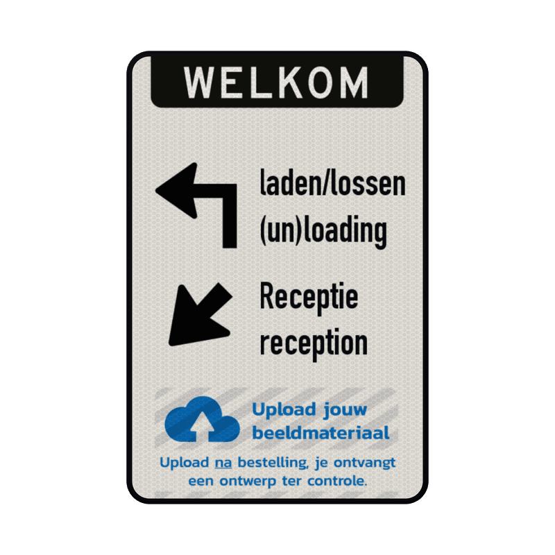 Routebord bedrijven terrein met 2 verwijzingen + logo - reflecterend