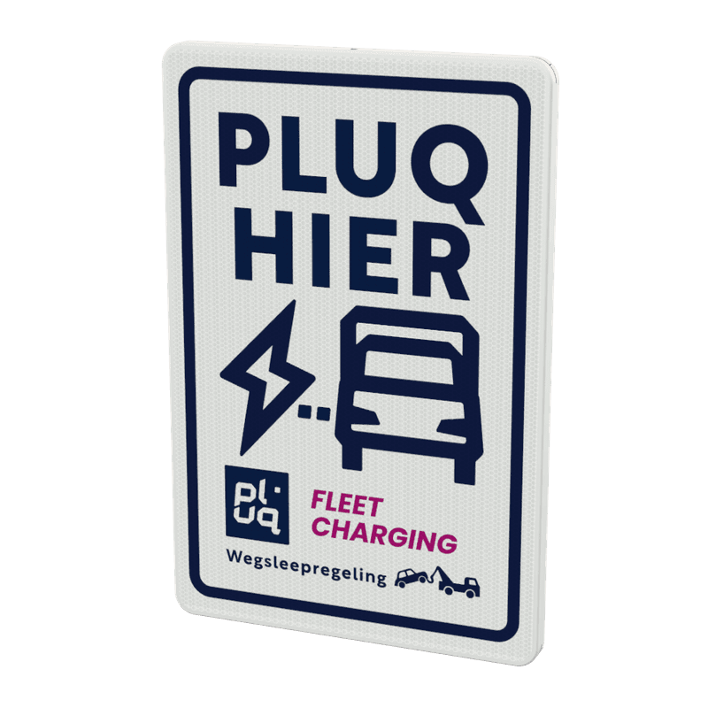Verkeersbord oplaadpunt PLUQ HIER - reflecterend