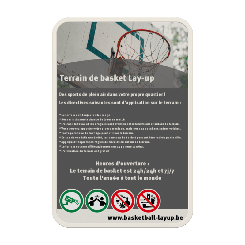 Terrain de basket lay-up avec votre texte + pictogramme