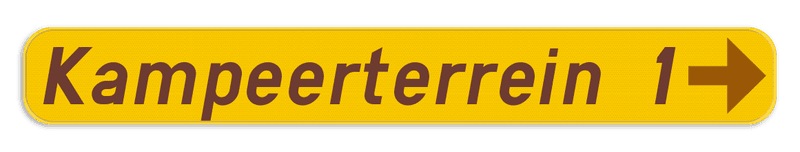 Verkeersbord SB250 F37 - Wegwijzer naar hotels, campings, restaurant - rechts