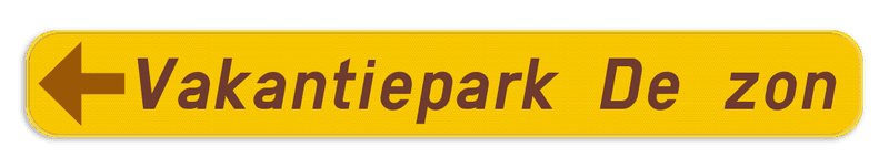 Verkeersbord SB250 F37 - Wegwijzer naar hotels, campings, restaurant - links
