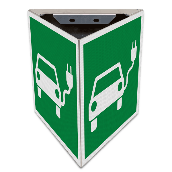 Bord aanduiding EV laadpalen 3-zijdig (driekant) - reflecterend