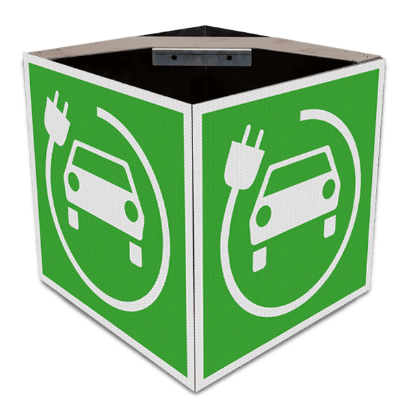 KUBUS bord 4-zijdig met aanduiding oplaadpunten EV's + montagebeugels - reflecterend