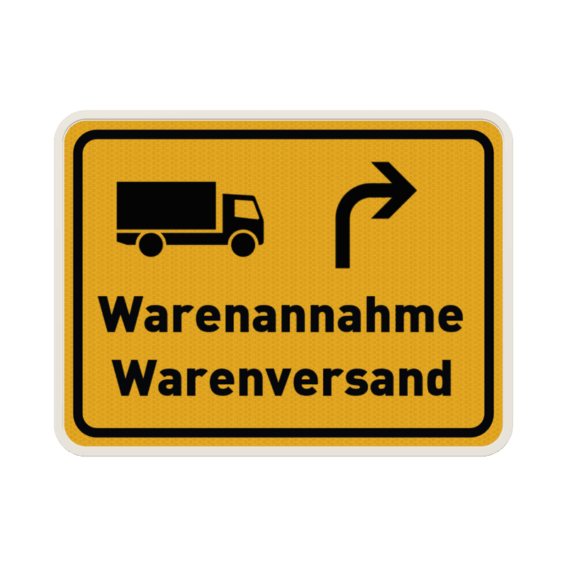 Verkehrsschild - Warenannahme/Warenversand mit Piktogram/Pfeil - reflektierend