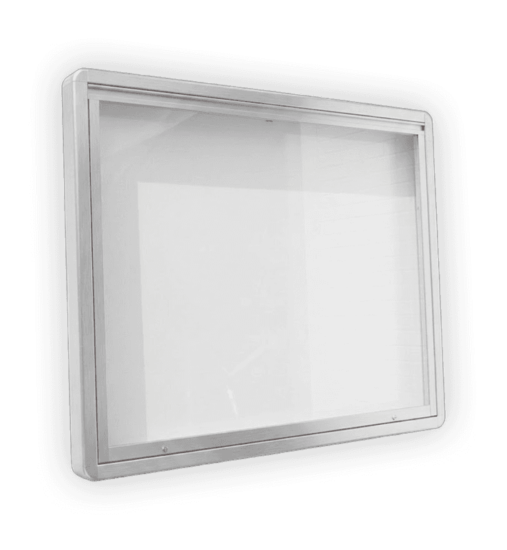 Informatiekast met vitrinebord voor buiten met staanders