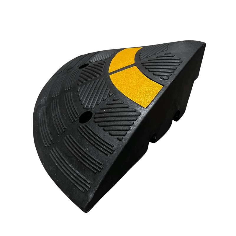 Eckstück für Bordsteinrampe aus Gummi 450x450x200mm - schwarz/gelb