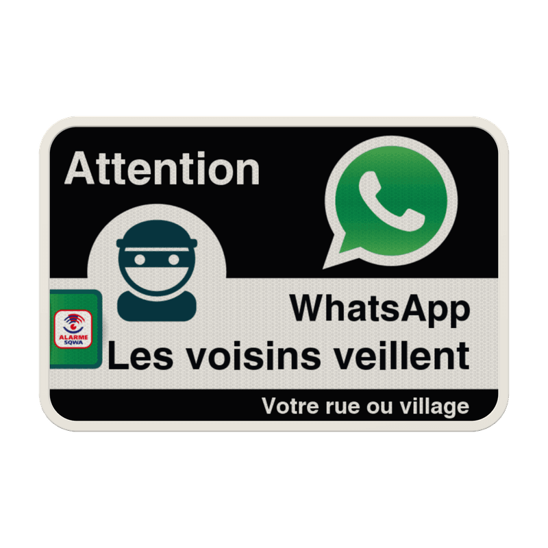 Panneau WhatsApp - SQWA - Nom de rue - Noir