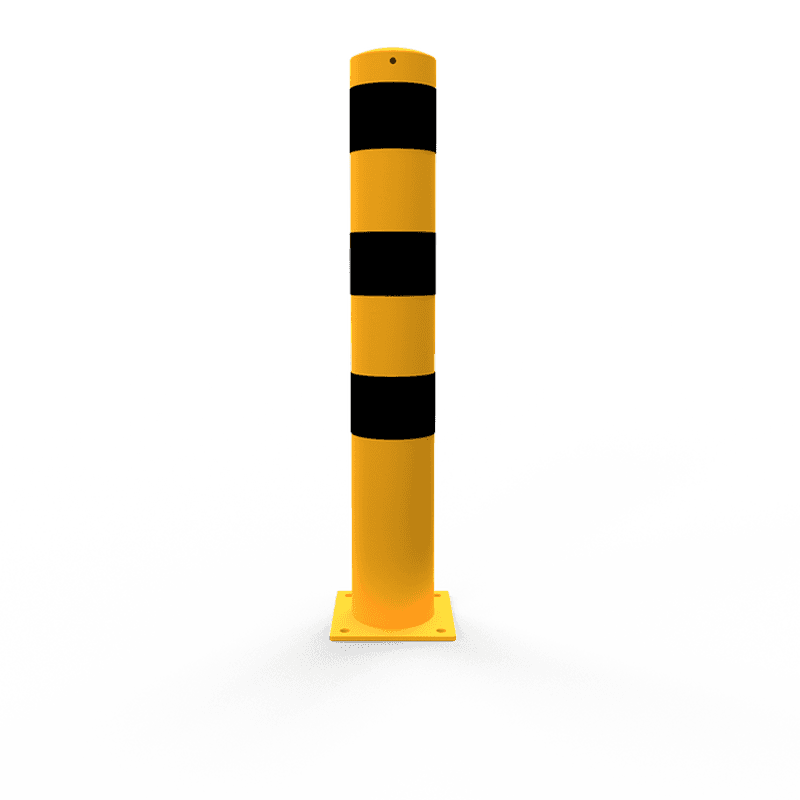 Rampaal Ø152x1000mm staal verzinkt - geel/zwart - met vloermontage